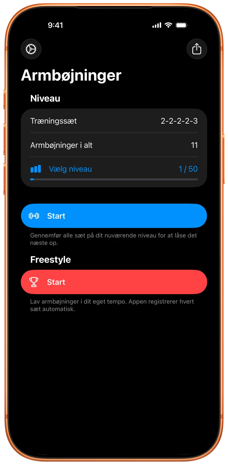 iPhone der viser Pushanovas startskærm