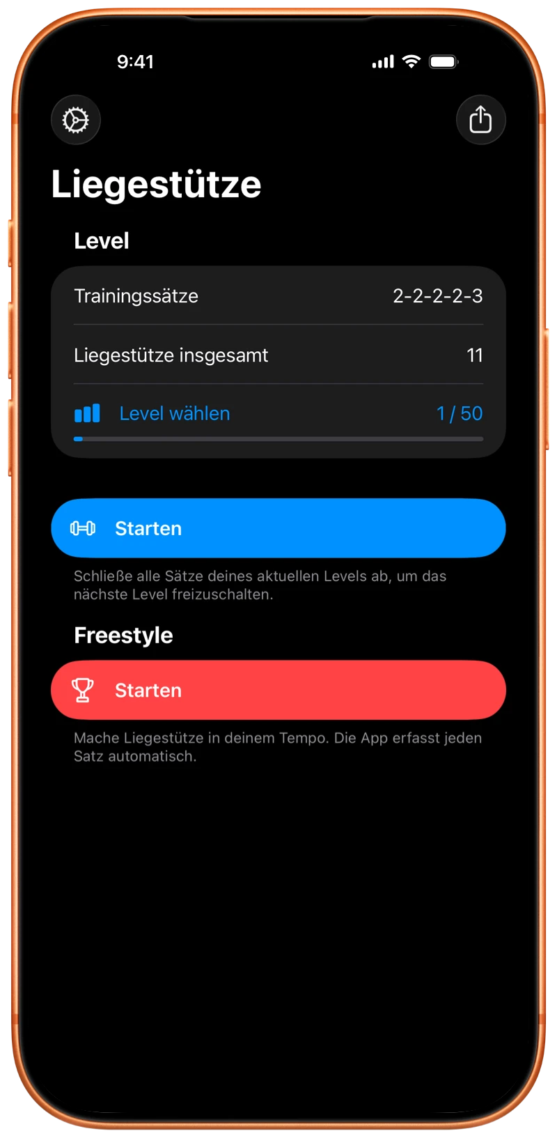 iPhone mit dem Startbildschirm von Pushanova