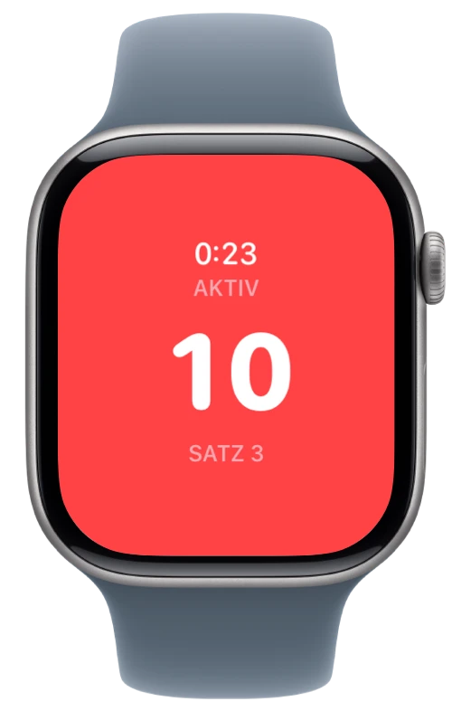 Apple Watch, auf der Pushanova Liegestütze zählt