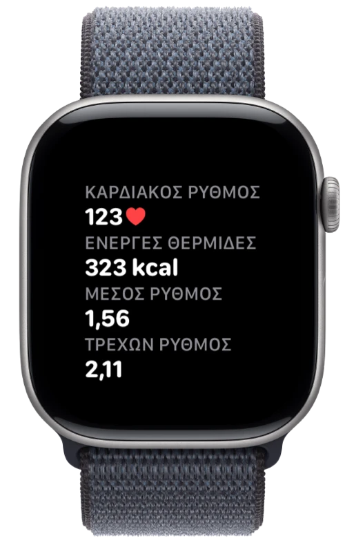 Apple Watch με καρδιακό ρυθμό, θερμίδες και ρυθμό στην εφαρμογή Pushanova