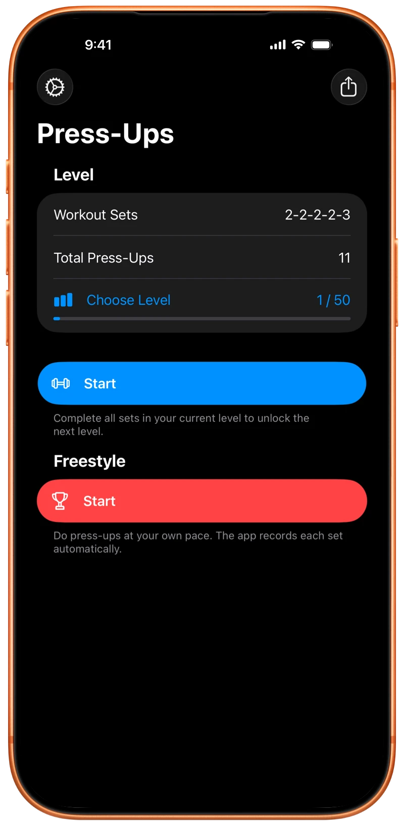 iPhone showing the Pushanova start screen
