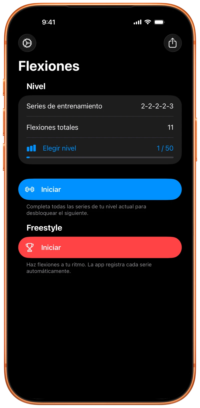 iPhone que muestra la pantalla de Pushanova para empezar