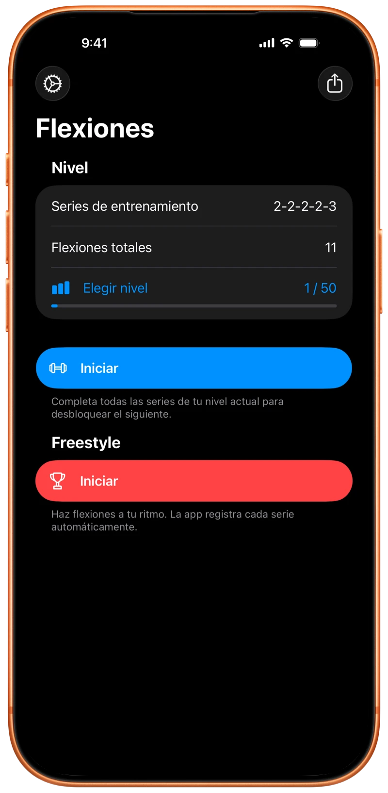 iPhone que muestra la pantalla de Pushanova para empezar