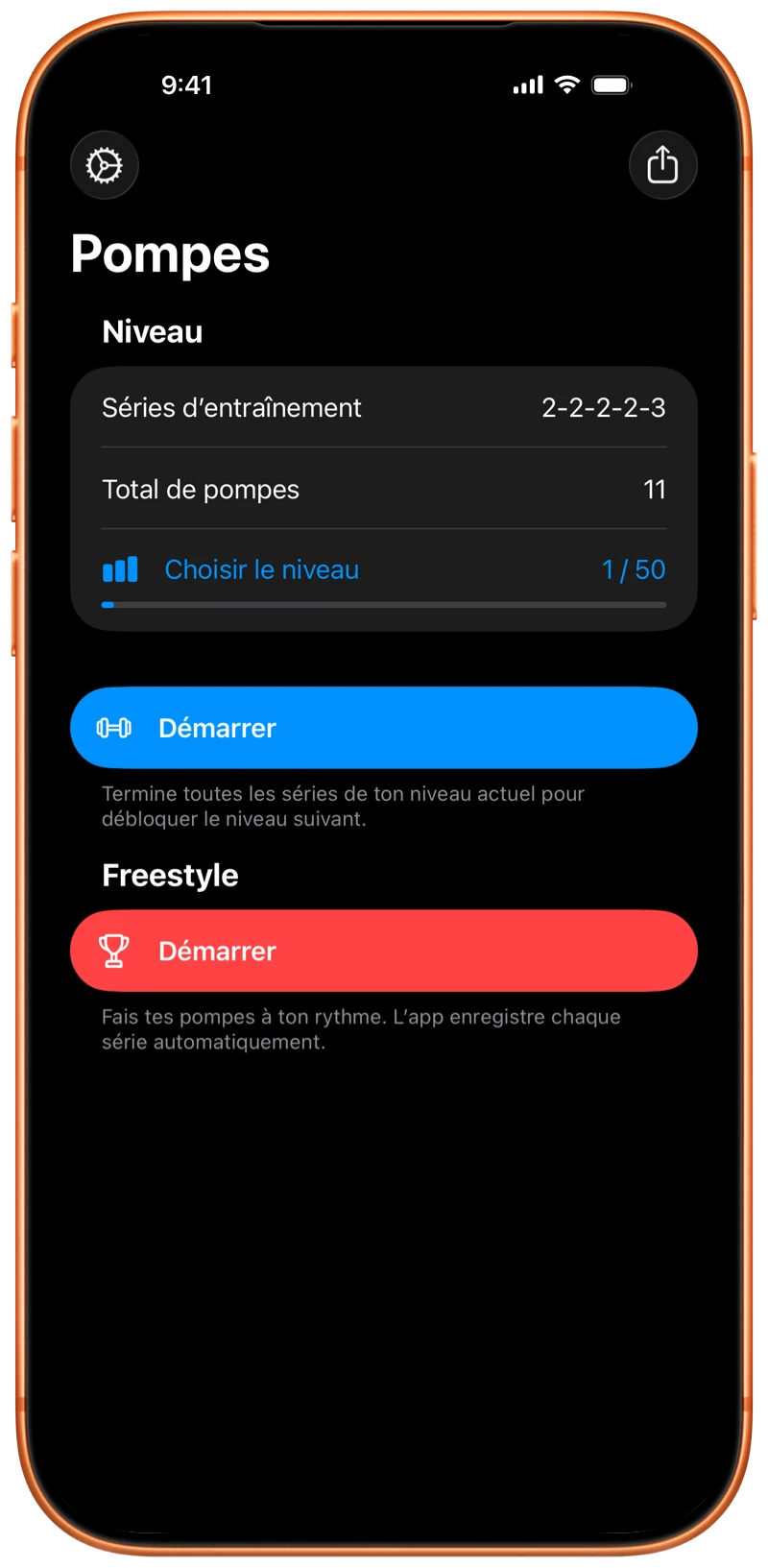 iPhone affichant l’écran de départ de Pushanova