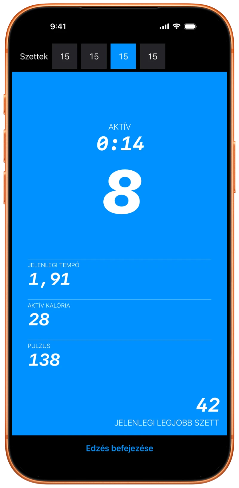 iPhone a Pushanova fekvőtámasz-számlálásával edzés közben