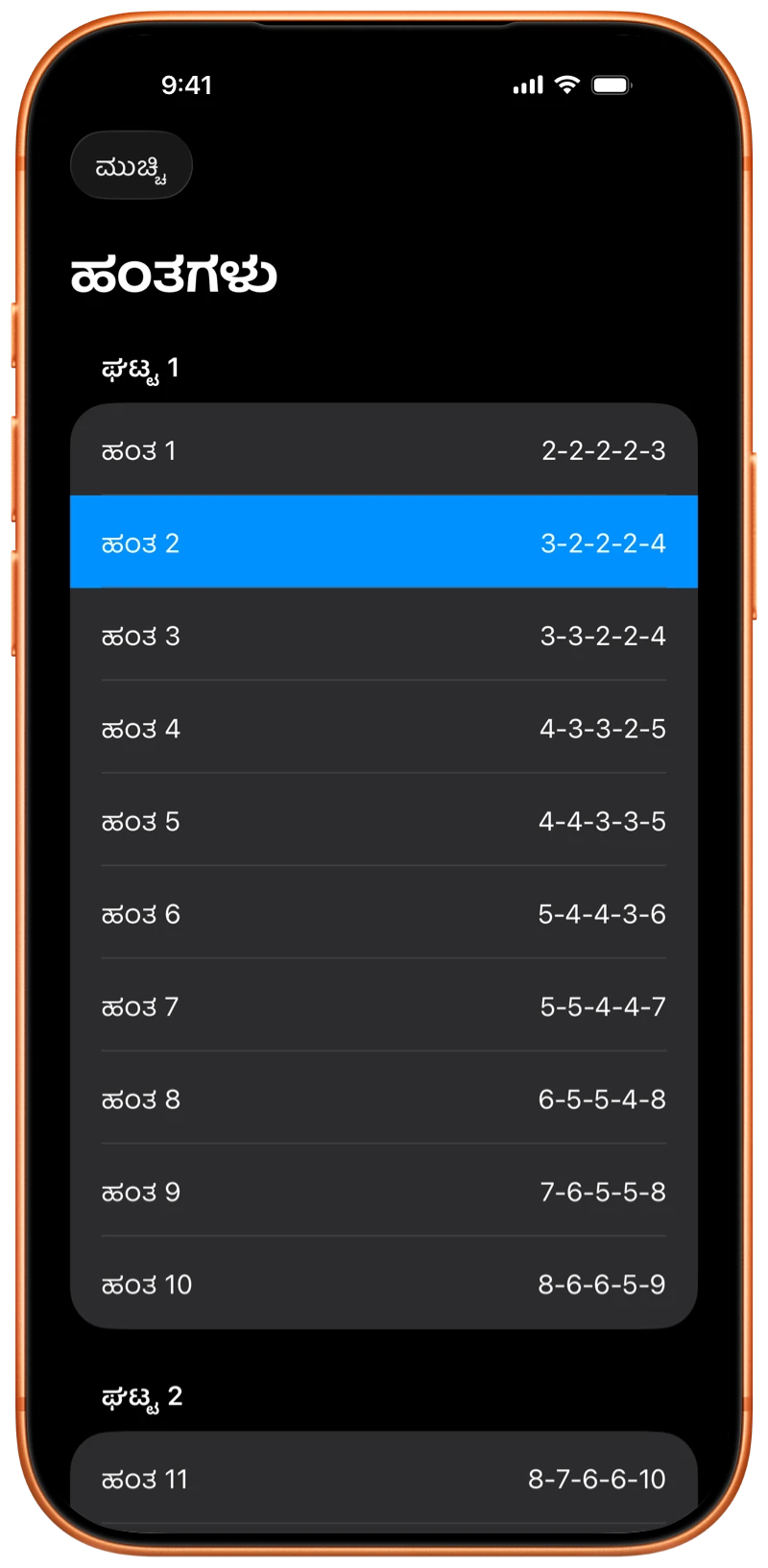 Pushanova ಯೋಜನೆಯ ಹಂತಗಳನ್ನು ತೋರಿಸುವ iPhone