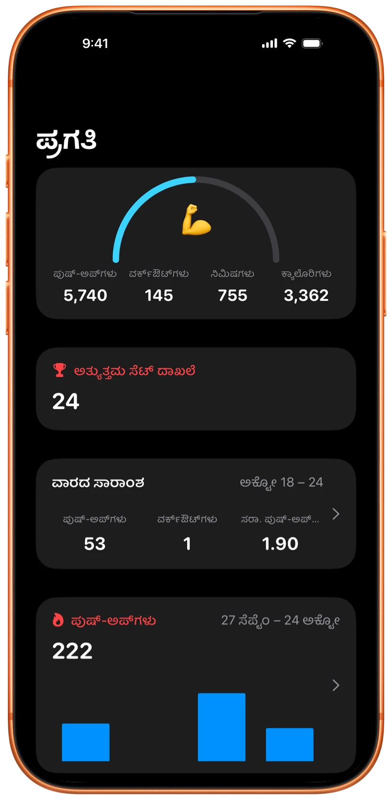 Pushanovaನ ಪ್ರಗತಿ ಪರದೆಯನ್ನು ತೋರಿಸುವ iPhone