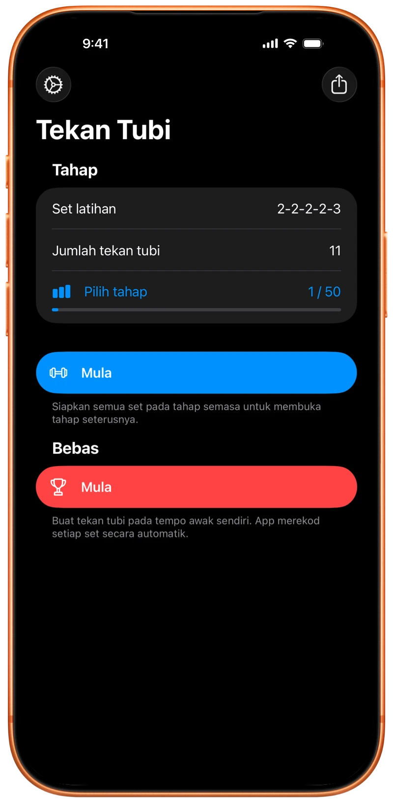 iPhone menunjukkan skrin mula Pushanova