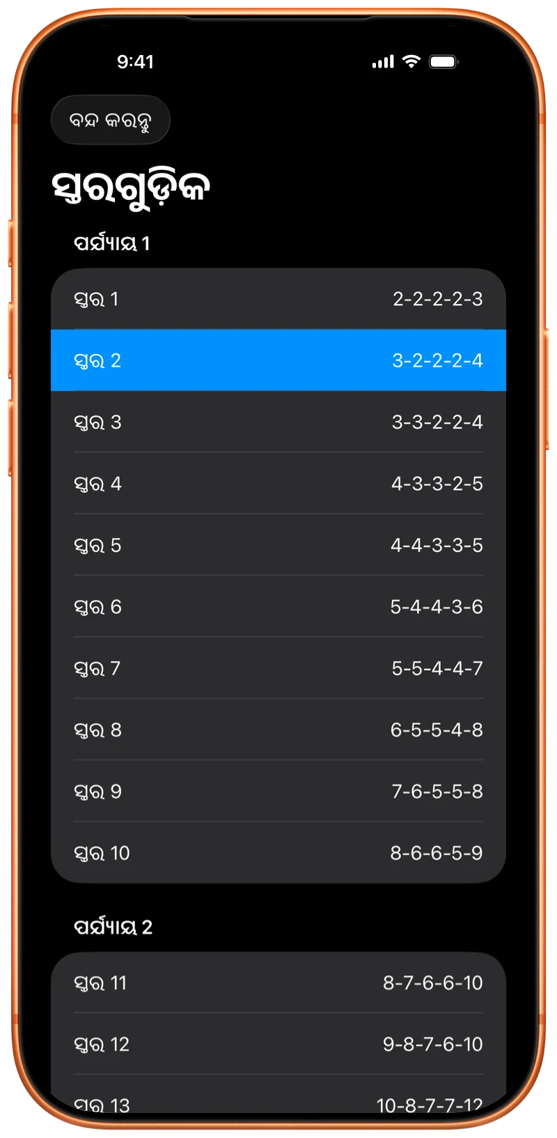 Pushanova ଯୋଜନାର ସ୍ତରଗୁଡ଼ିକ ଦେଖାଉଥିବା iPhone