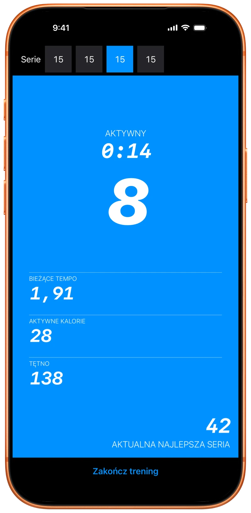 iPhone z Pushanova liczącą pompki podczas treningu