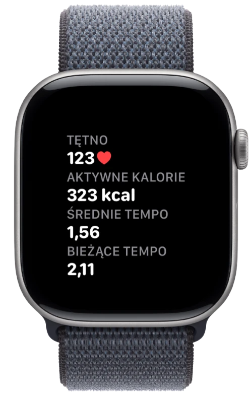 Apple Watch z tętnem, kaloriami i tempem Pushanova