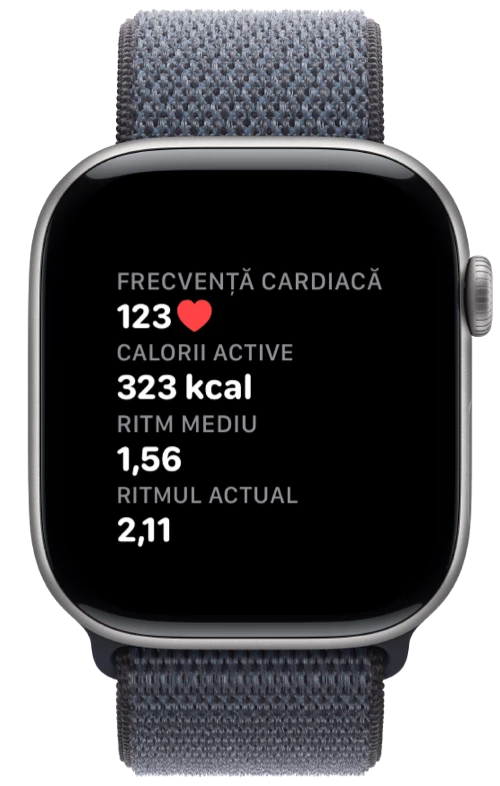 Apple Watch care afișează frecvența cardiacă, caloriile și ritmul în Pushanova