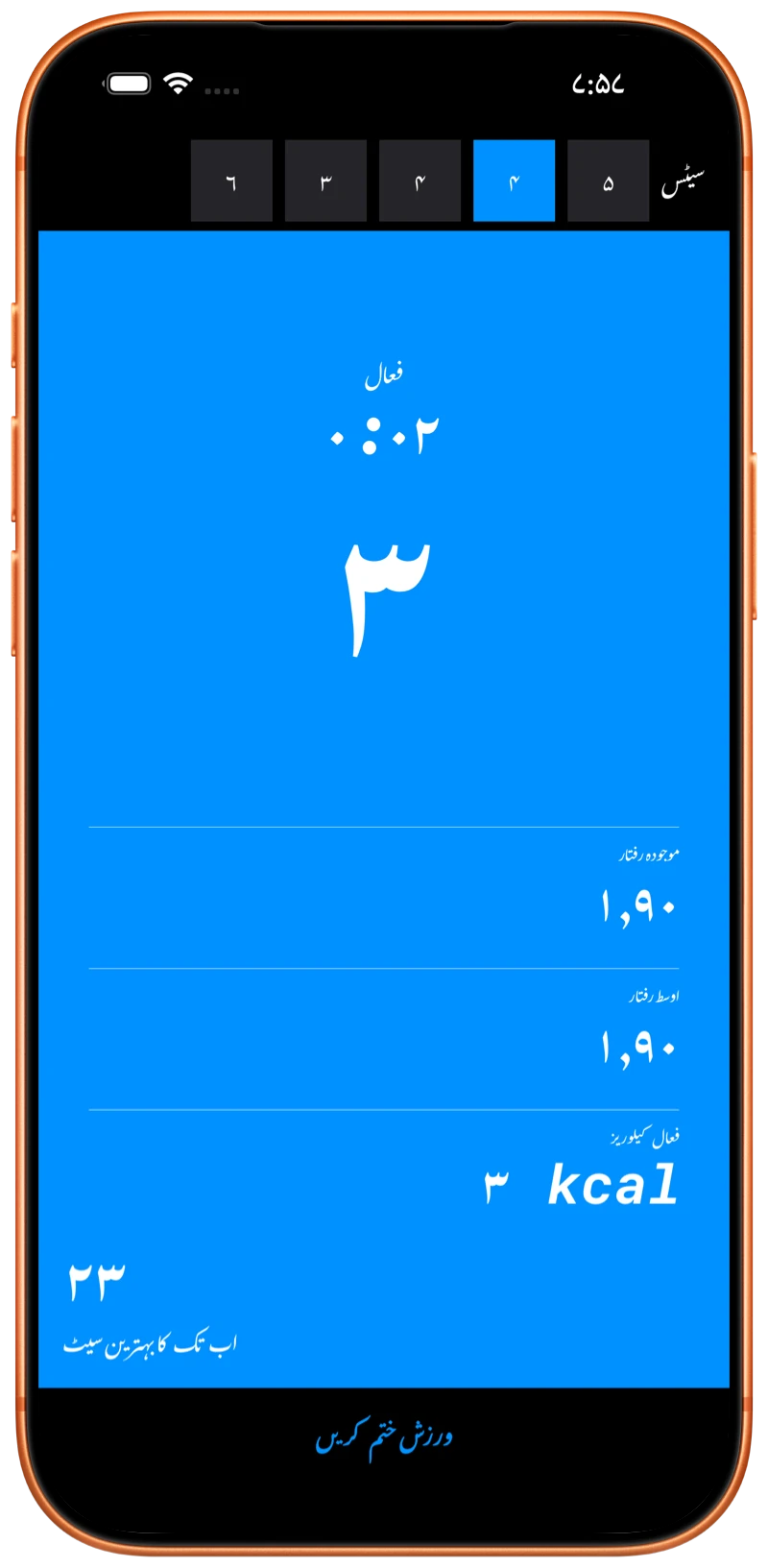 iPhone پر Pushanova ورک آؤٹ کے دوران پش اپ گن رہا ہے