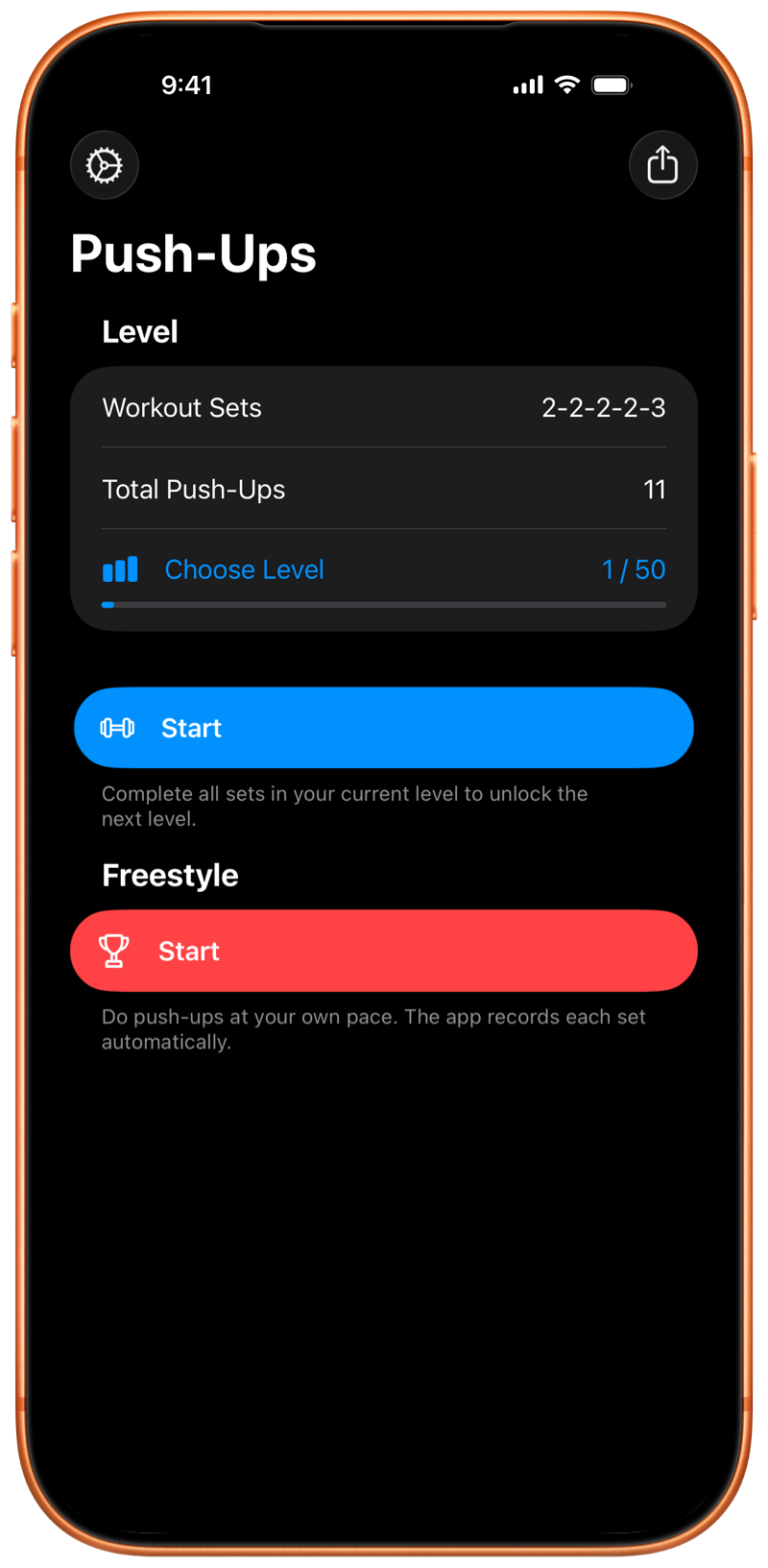 iPhone showing the Pushanova start screen